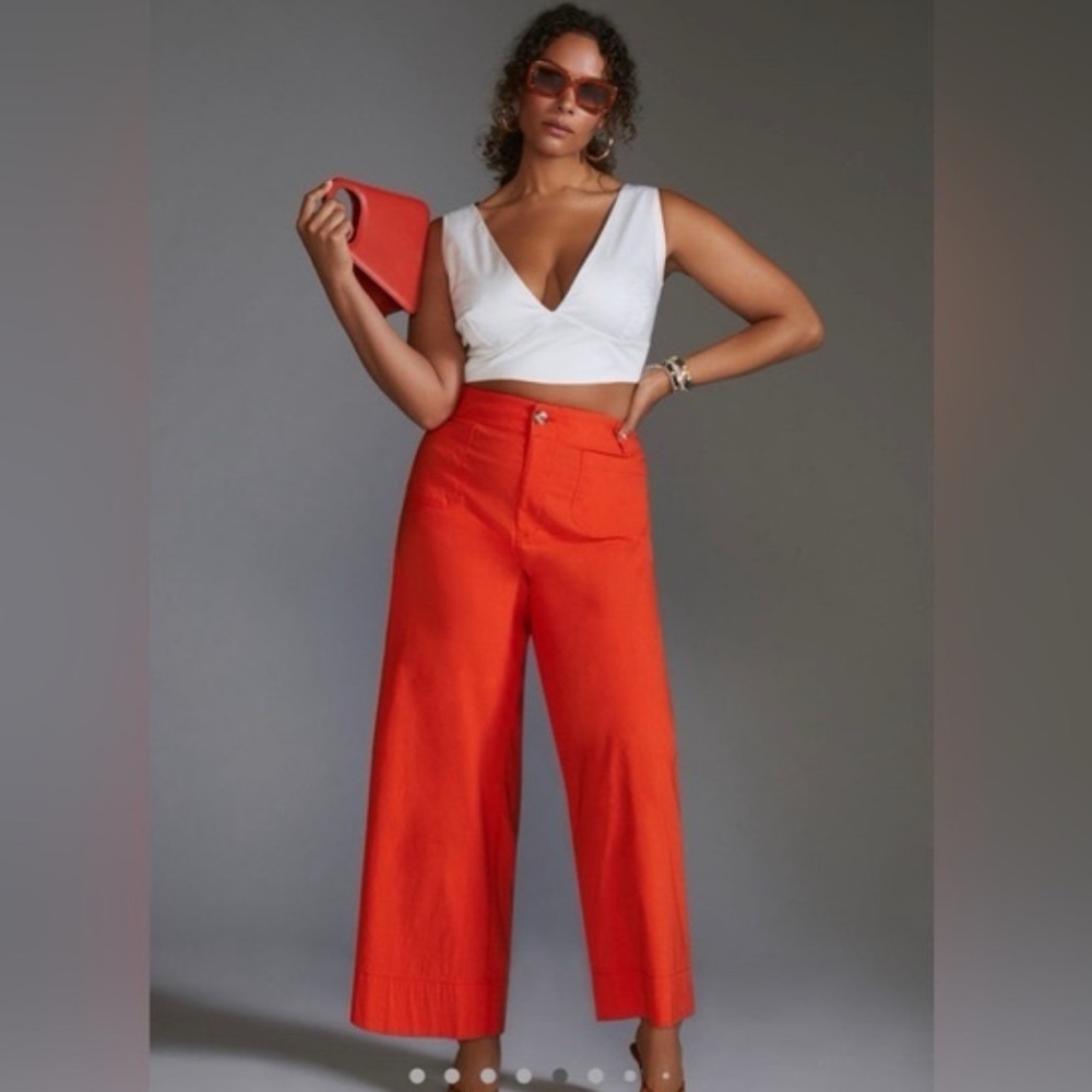 Anthropologie Orange Wide Leg Pants